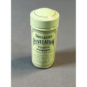 Druckers Revelation Tooth Powder A Powder Of Merit Vintage Tin apothecary